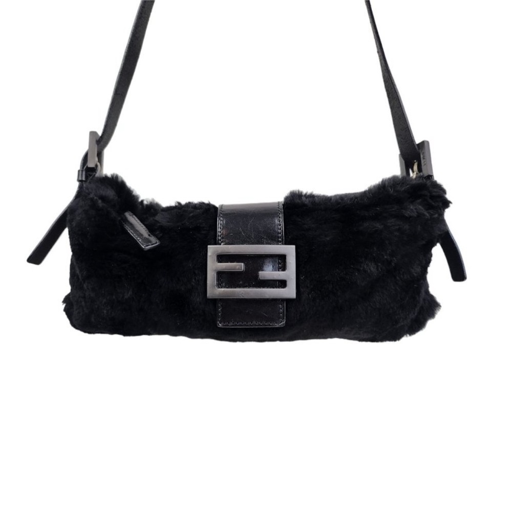 Fendi Rabbit Fur Baguette Shoulder Bag